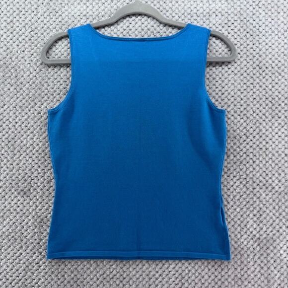 Ann Taylor Cardigan Tank Set Womens S Blue Silk Front Tie Scoop Neck Whimsi - Picture 10 of 14